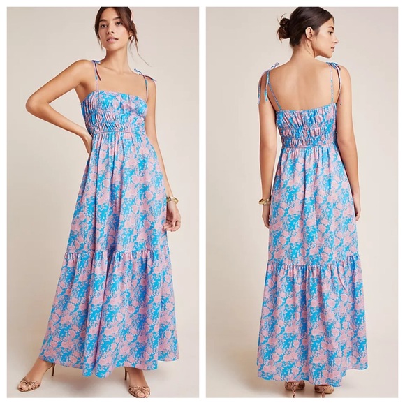 NWT Anthropologie x Cynthia Rowley Azores Smocked Maxi Dress Z264-0 - Picture 4 of 8
